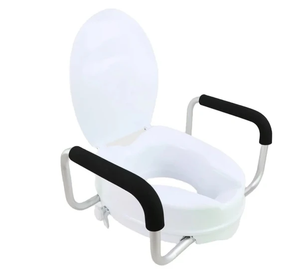 Raised Toilet Seat – Universal Fit with Detachable Armrests and Lid in Kenya